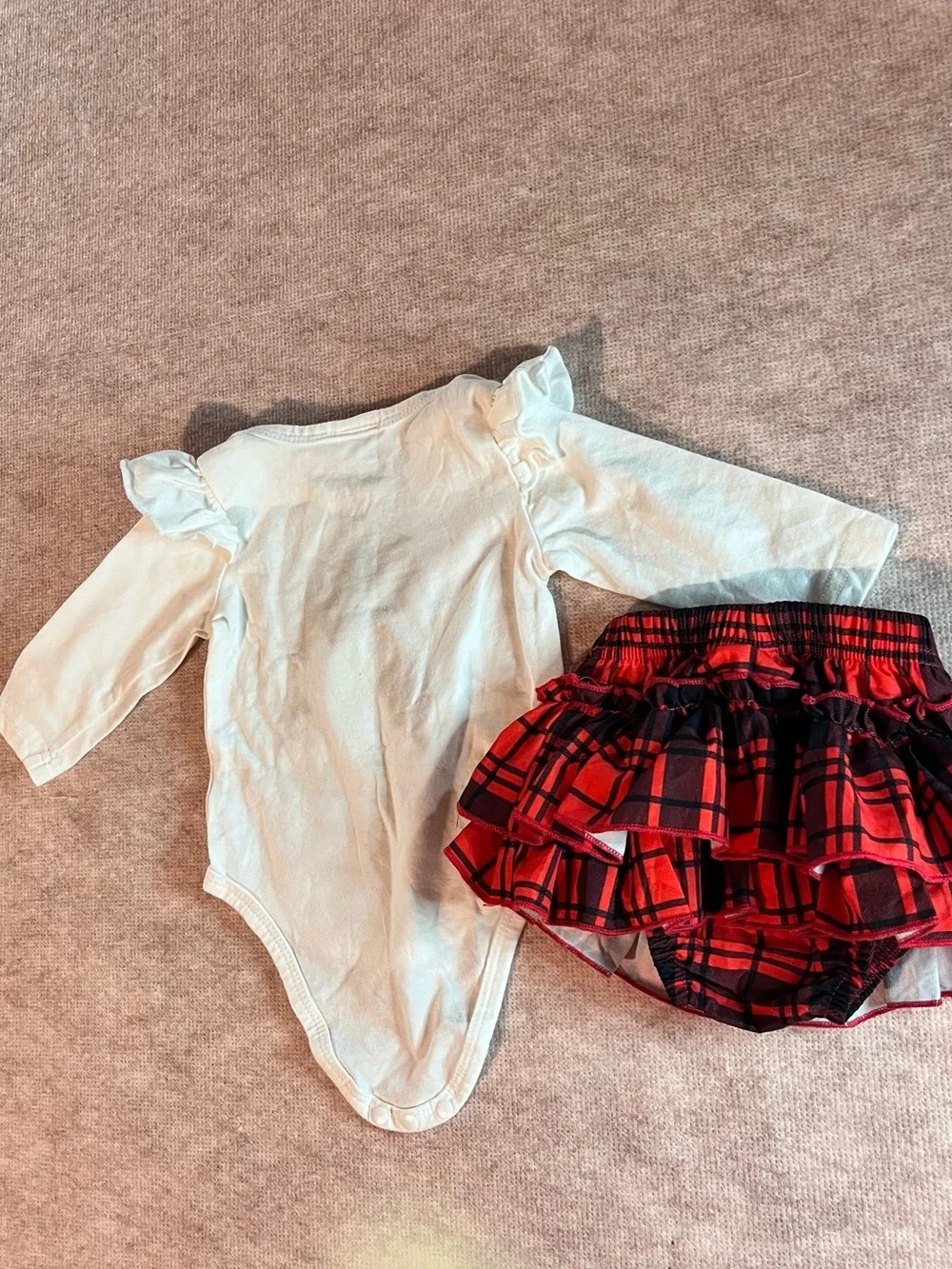 Baby Girls' My 1st Christmas Reindeer Matching Set - White & Red